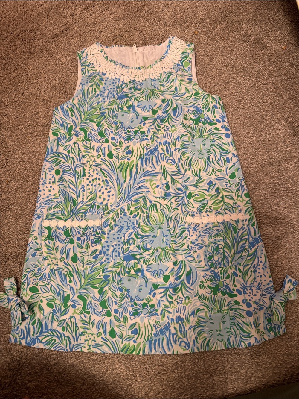 Lilly Pulitzer Girls Blue Green Floral Shift Dress